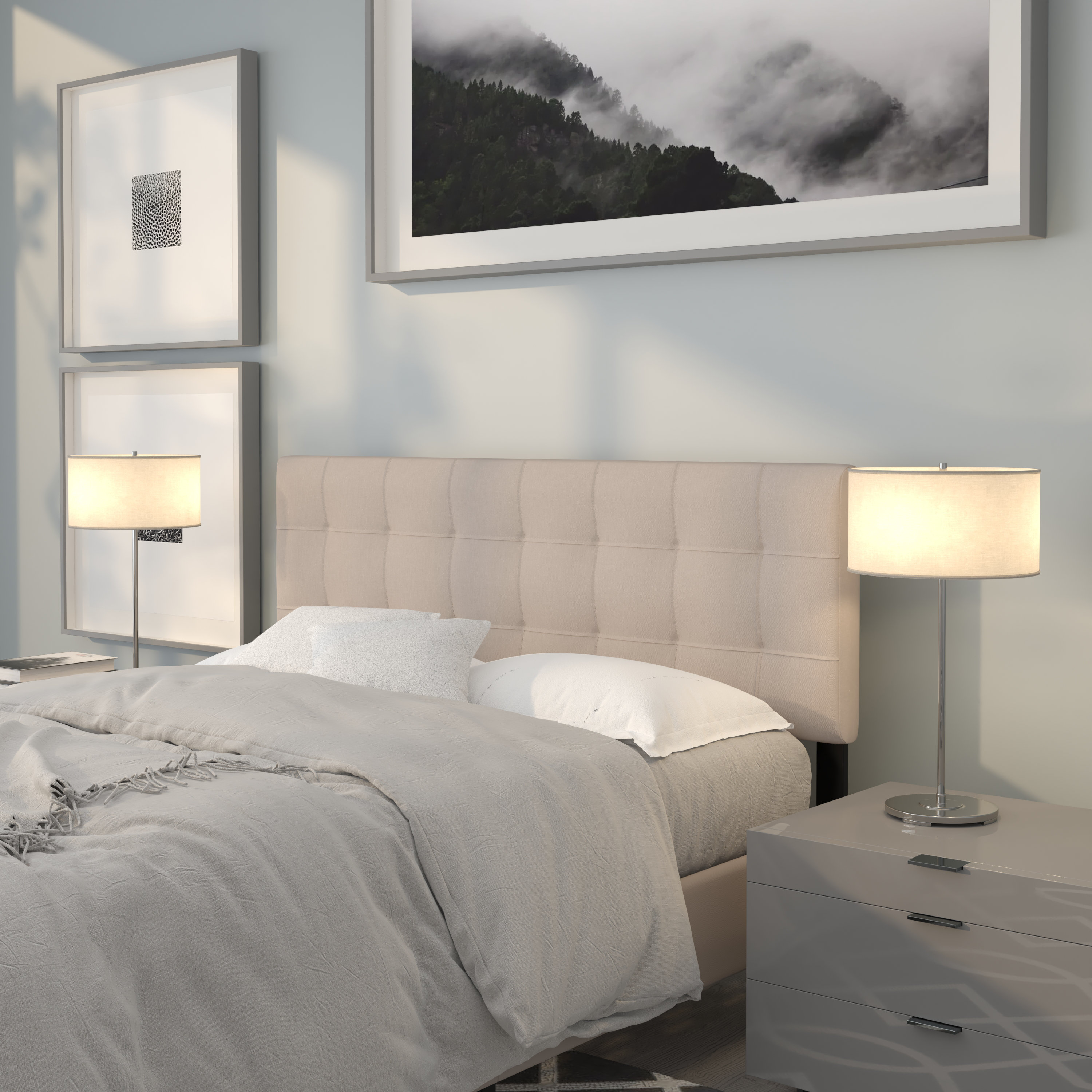 Quilted tufted headboard discount